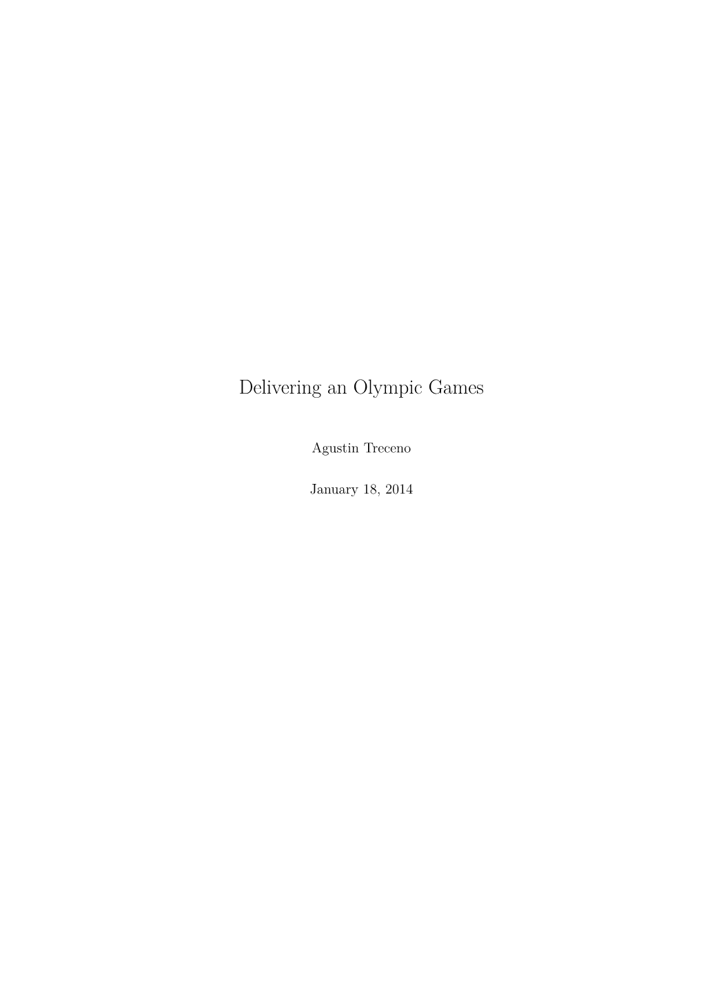 Delivering an Olympic Games