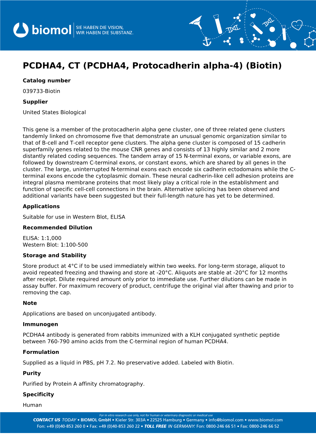 Usbiological Datasheet