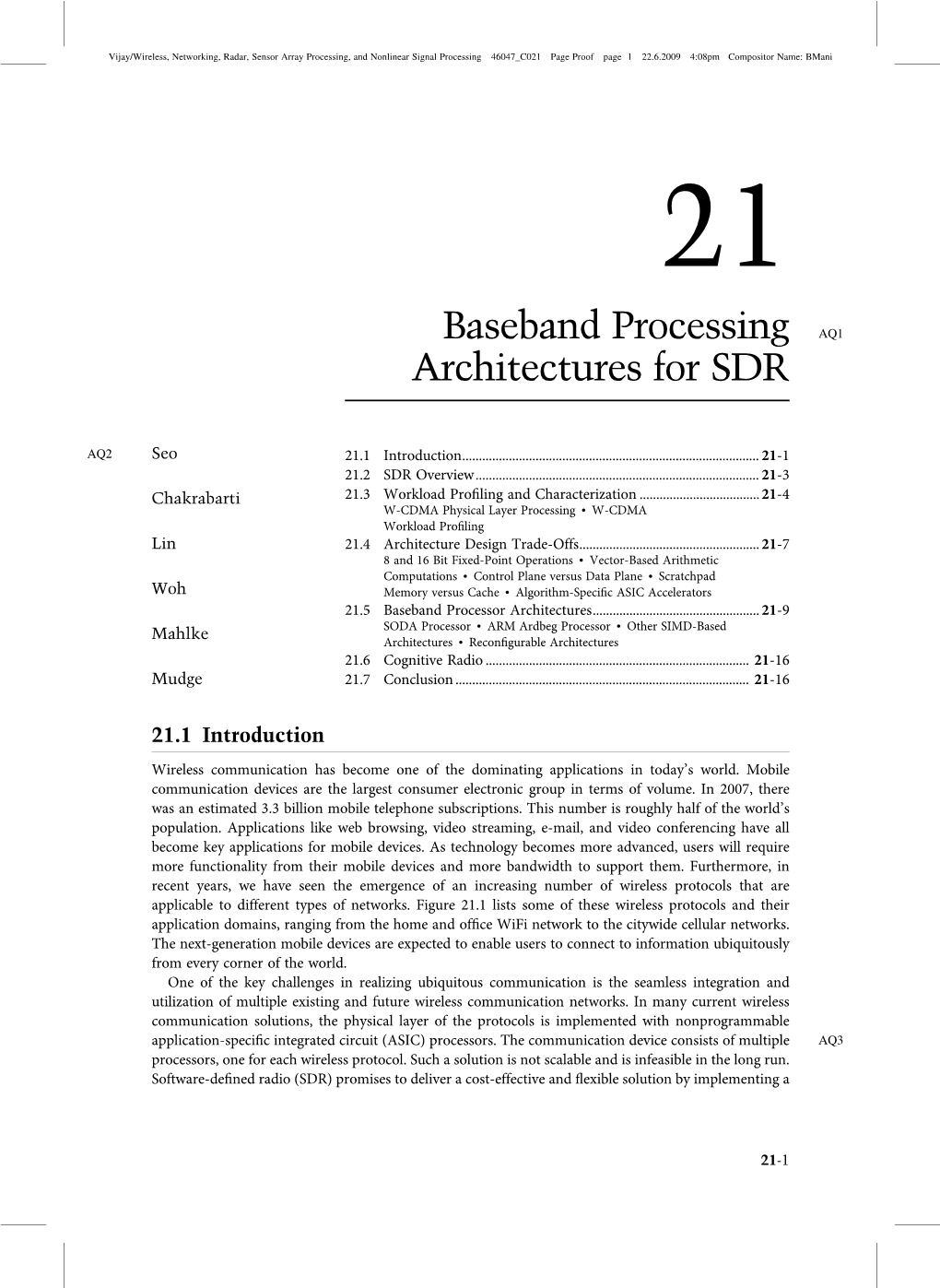 Baseband Processing Architectures for SDR 21-3