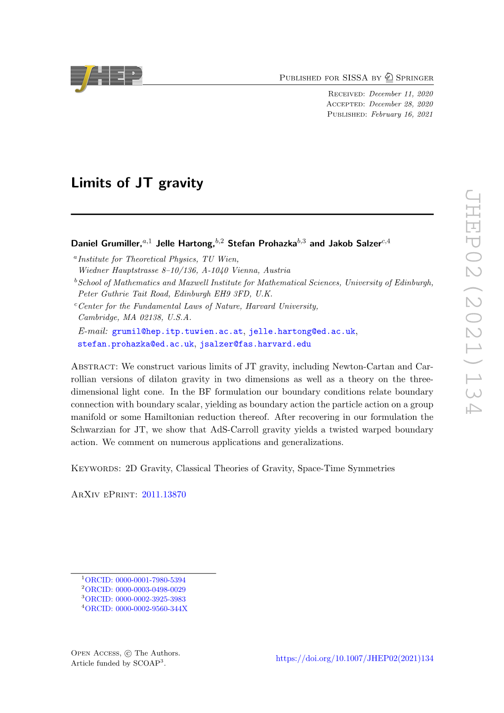 Limits of JT Gravity