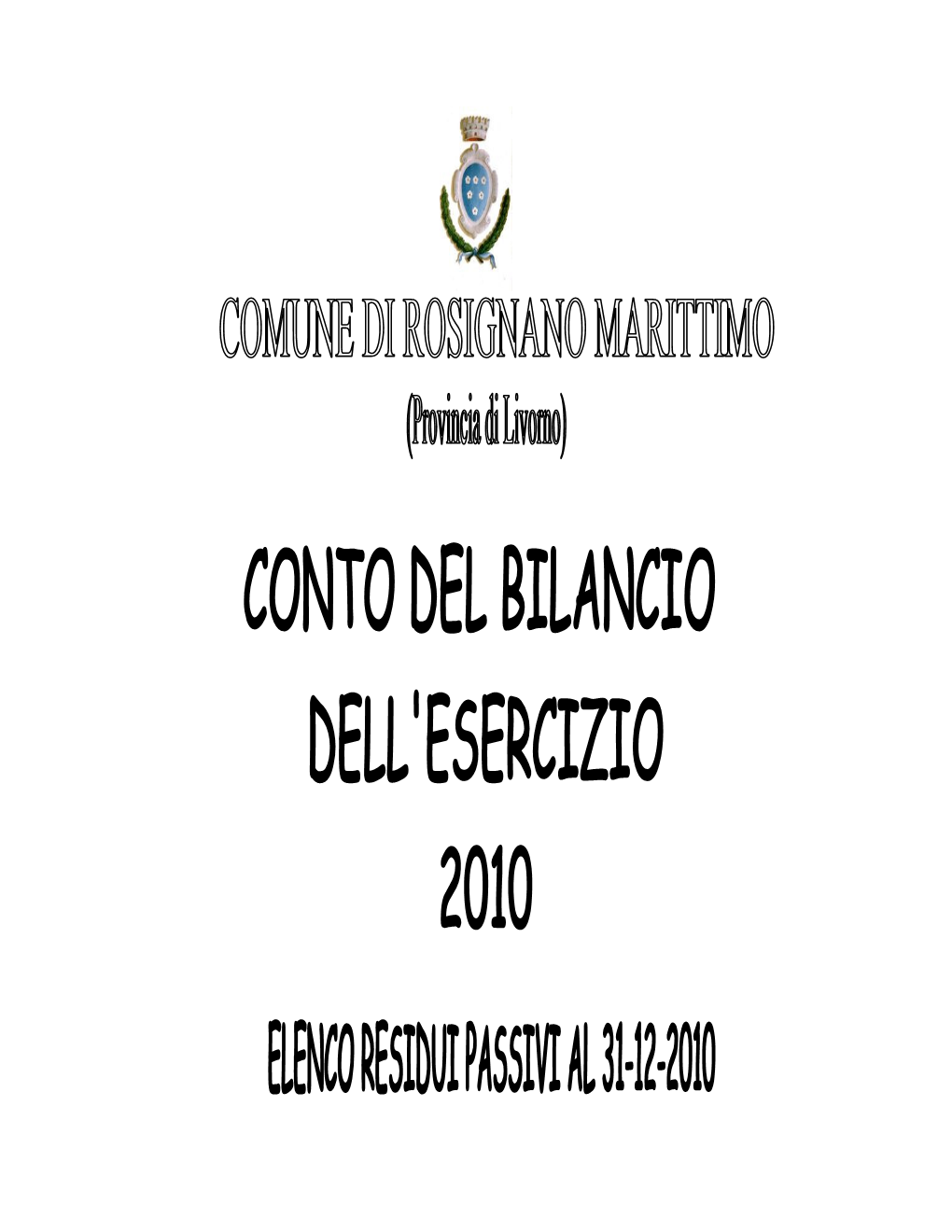 Elenco Residui Passivi Al 31/12/2010