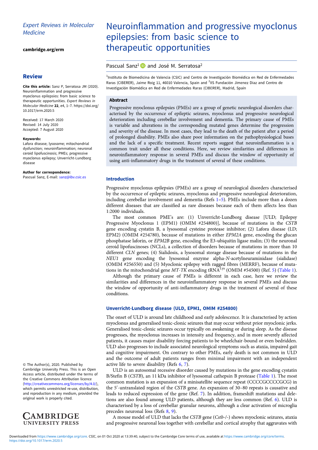 Neuroinflammation and Progressive Myoclonus Epilepsies: from Basic Science to Therapeutic Opportunities