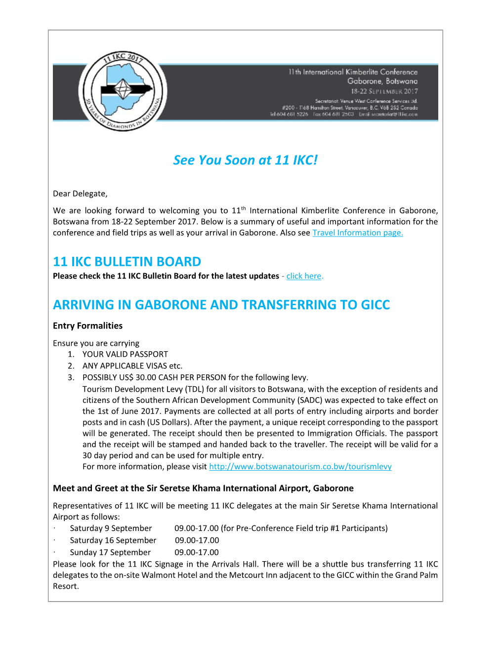 11 Ikc Bulletin Board Arriving in Gaborone And