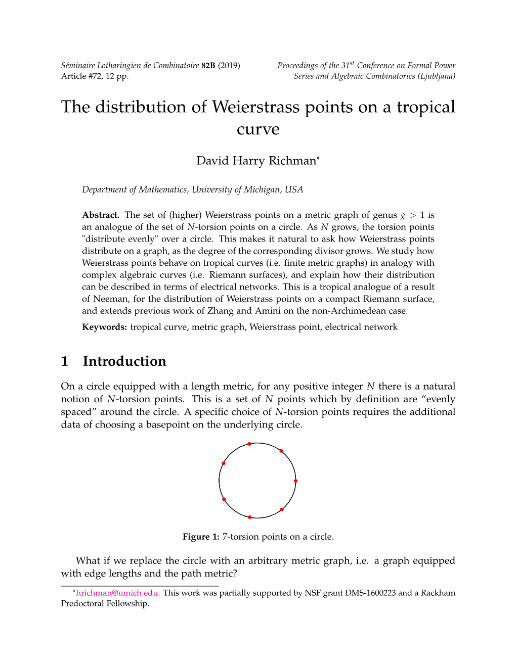 The Distribution of Weierstrass Points on a Tropical Curve