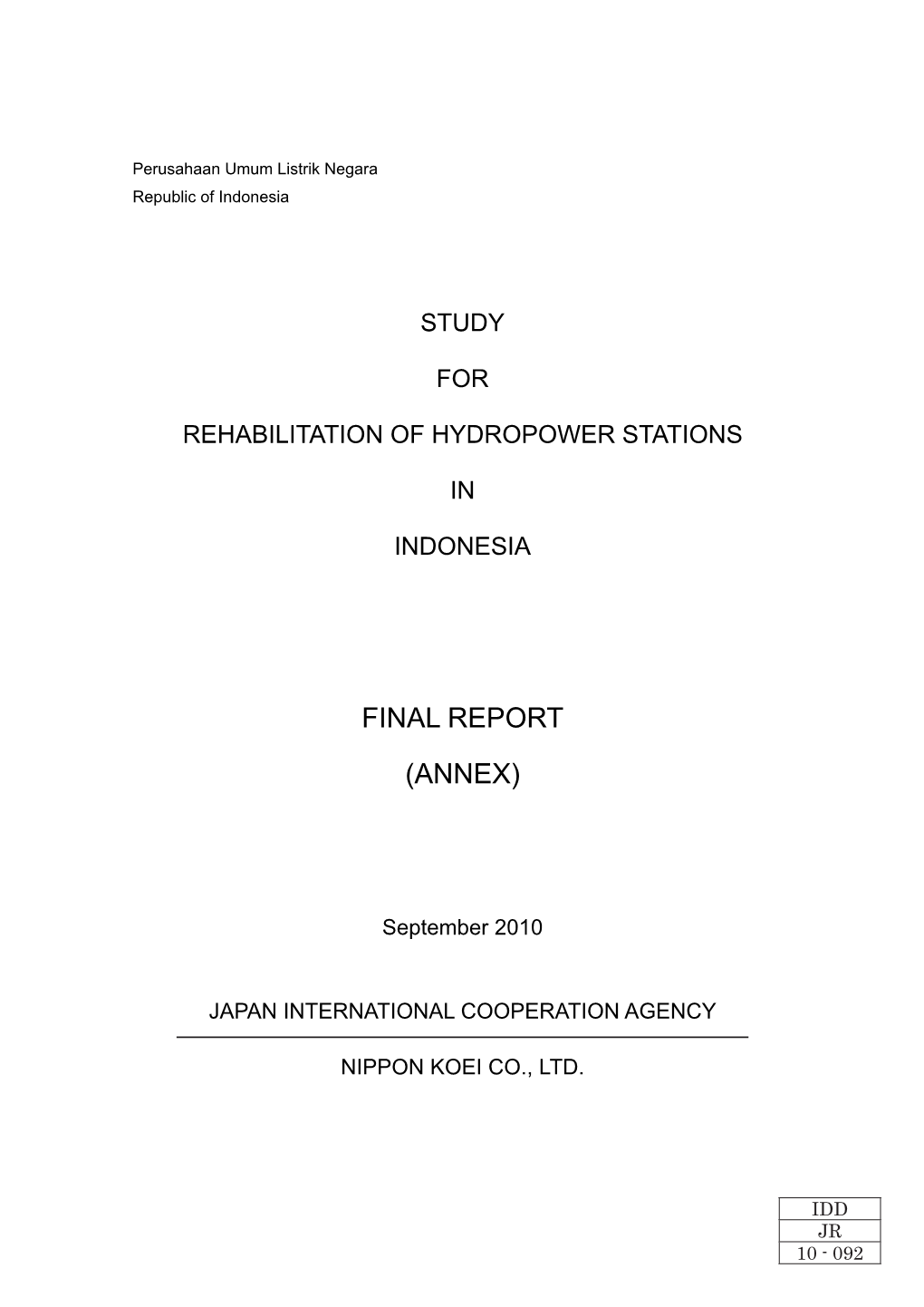 Final Report Final Report (Annex)