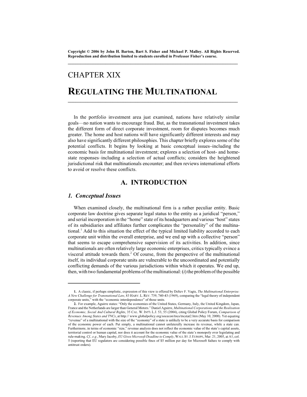 Regulating the Multinational ______