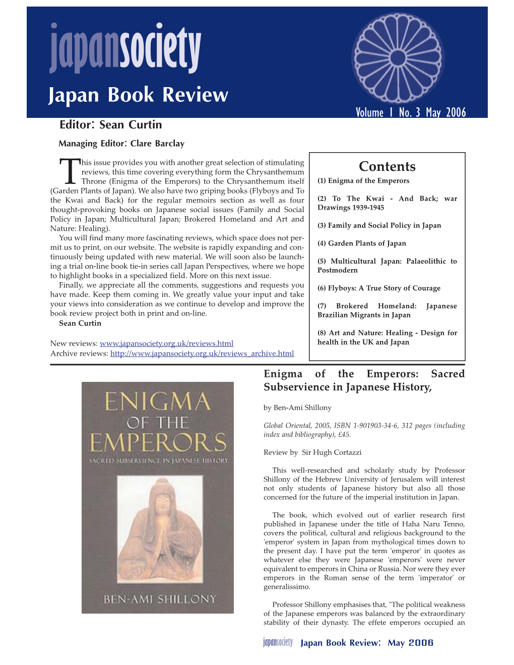 Japansociety Japan Book Review Editor: Sean Curtin Volume 1 No