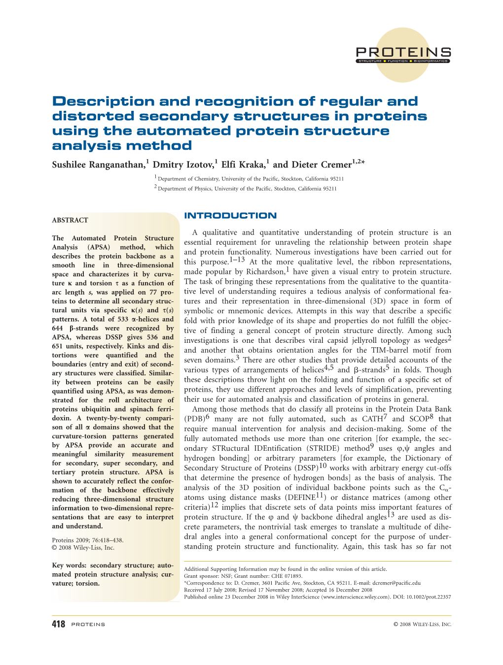 Description and Recognition of Regular and Distorted Secondary Structures