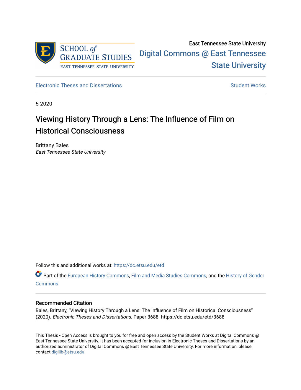 Viewing History Through a Lens: the Influence of Film on Historical Consciousness