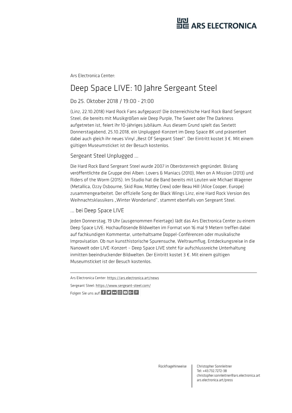 Deep Space LIVE: 10 Jahre Sergeant Steel Do 25