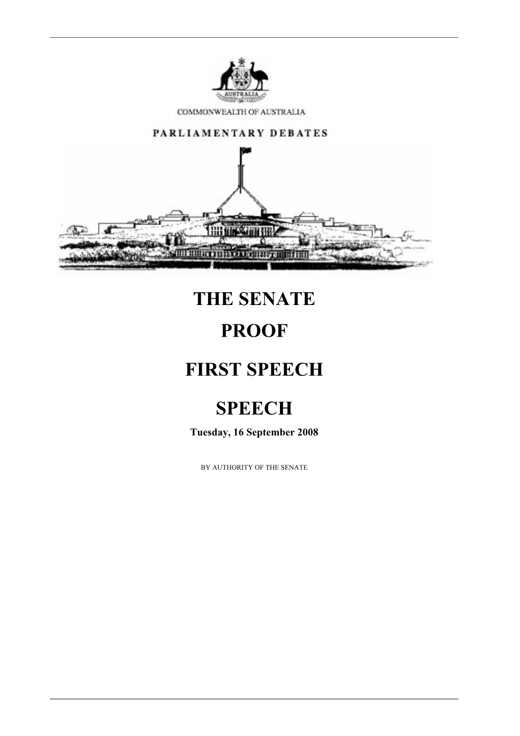 The Senate Proof First Speech Speech