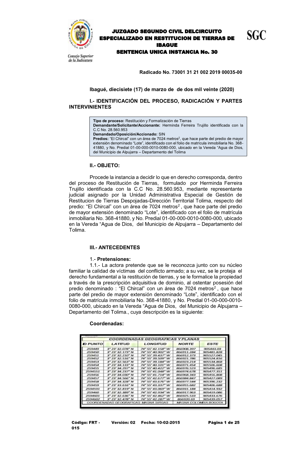 Radicado No. 73001 31 21 002 2019 00035-00 JUZGADO SEGUNDO