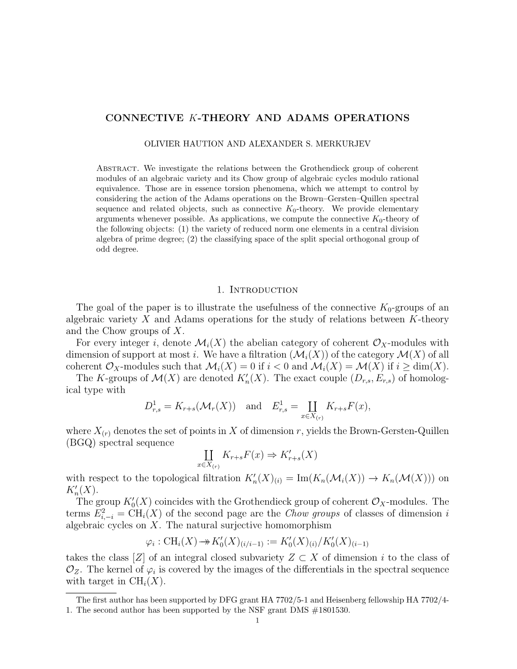 Connective K-Theory and Adams Operations