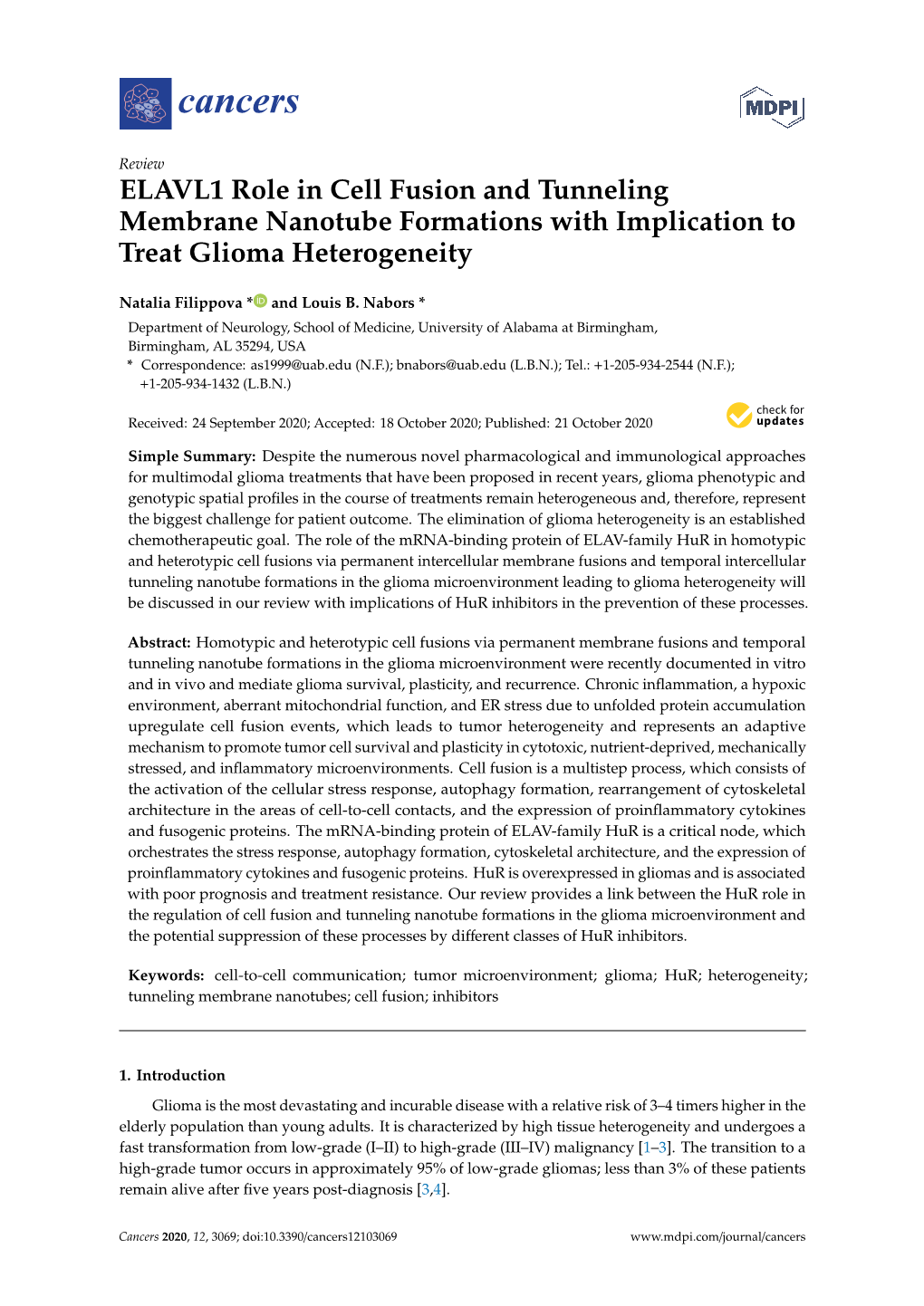 ELAVL1 Role in Cell Fusion and Tunneling Membrane Nanotube Formations with Implication to Treat Glioma Heterogeneity