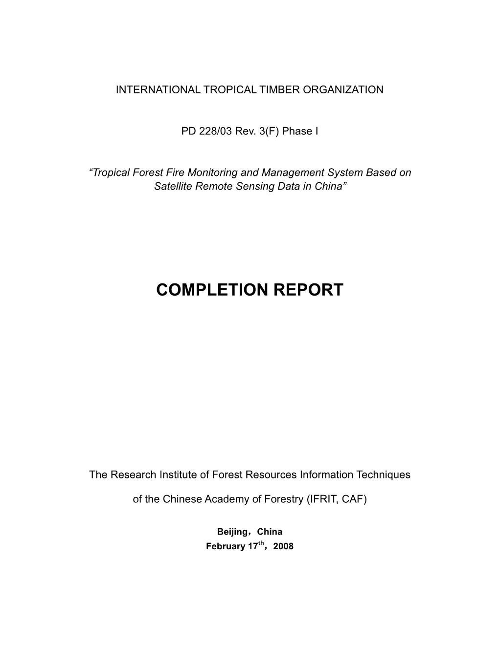 Completion Report