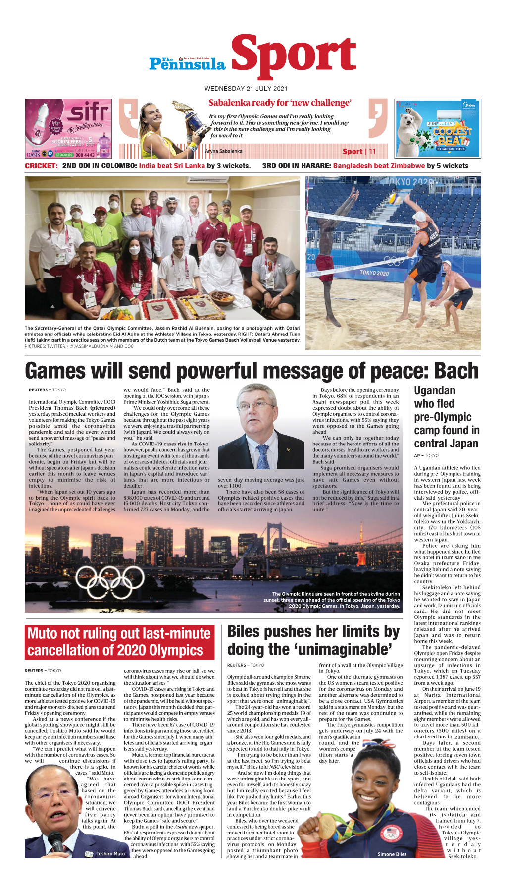 Games Will Send Powerful Message of Peace: Bach