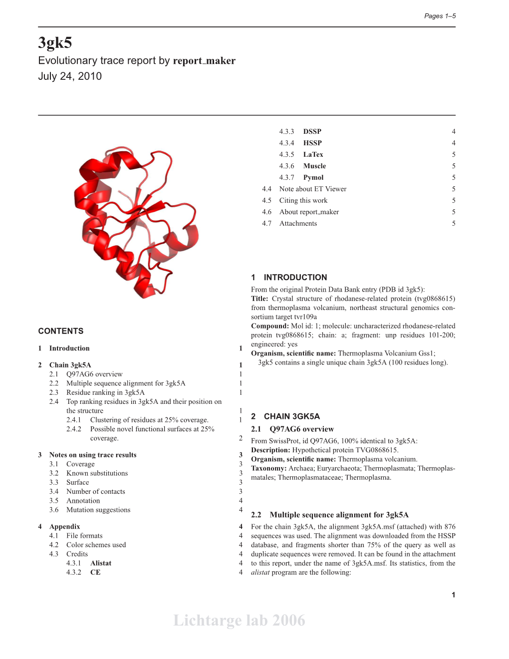 3Gk5 Lichtarge Lab 2006