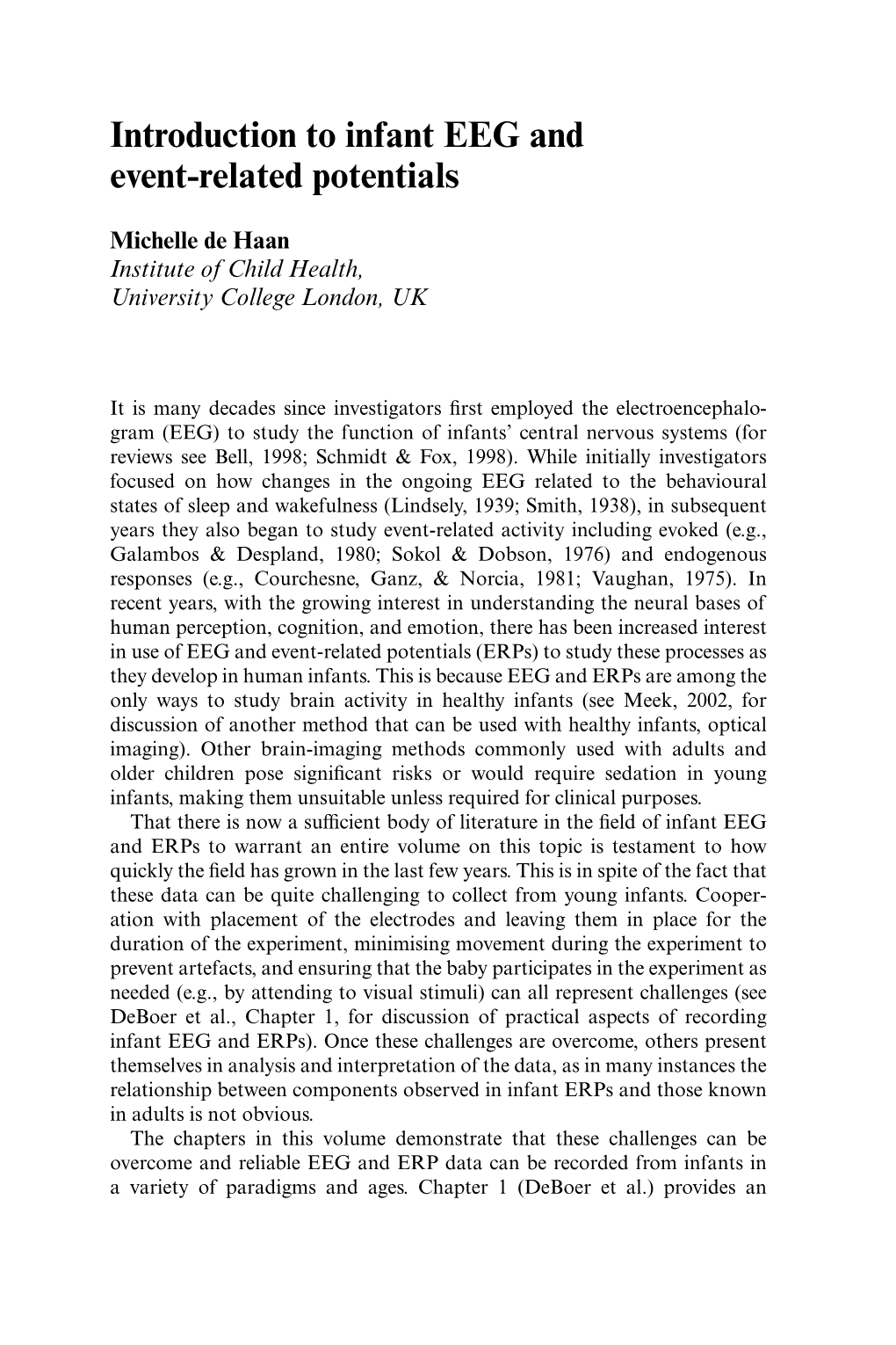 Introduction to Infant EEG and Event-Related Potentials