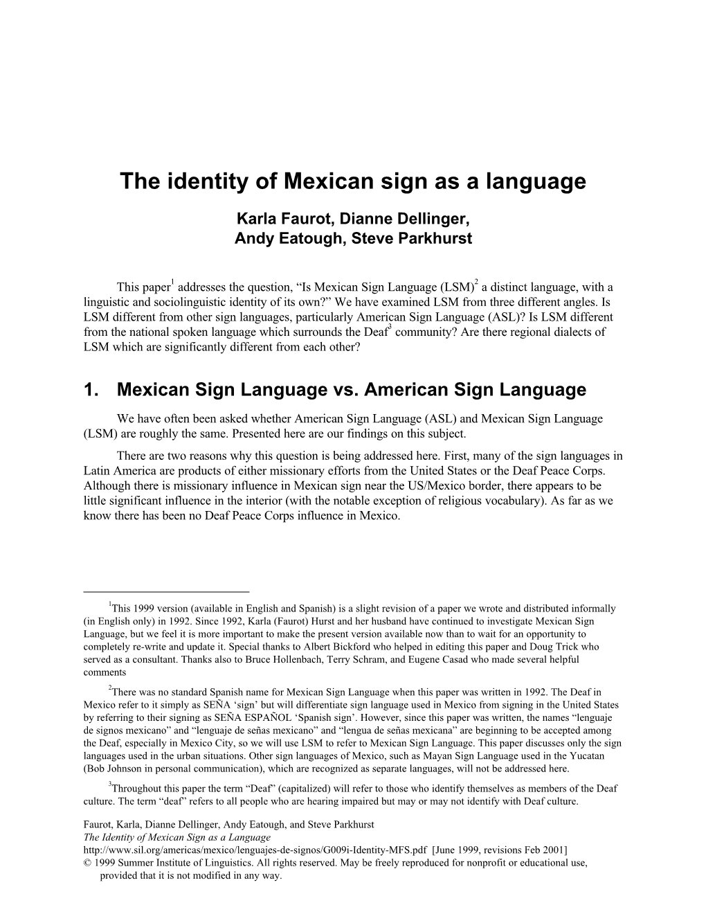 The Identity of Mexican Sign As a Language