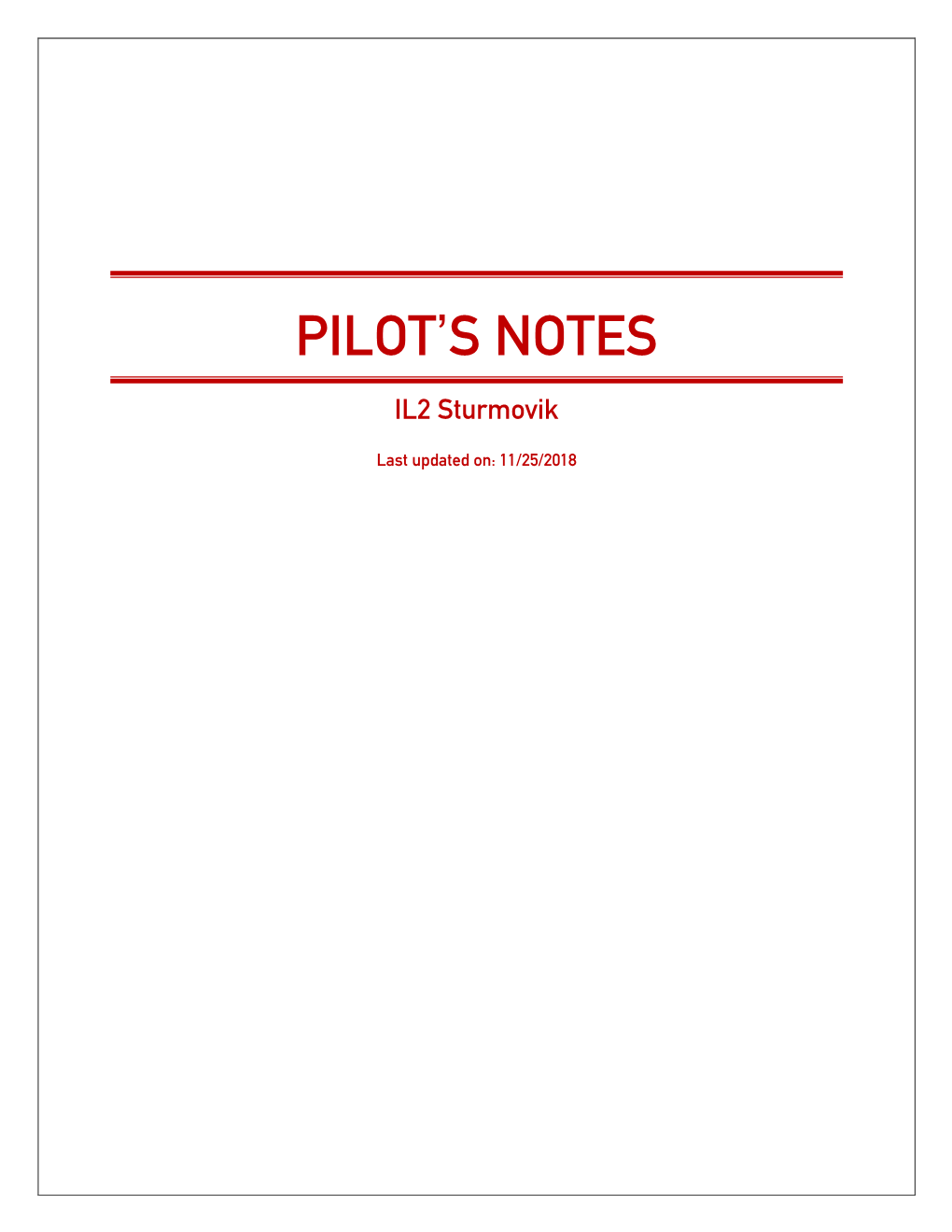 Pilot's Notes