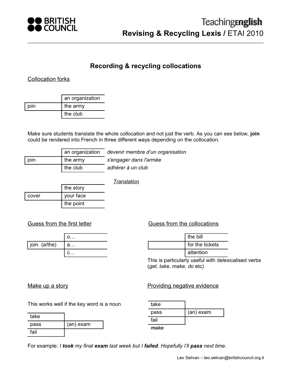 Recording & Recycling Collocations