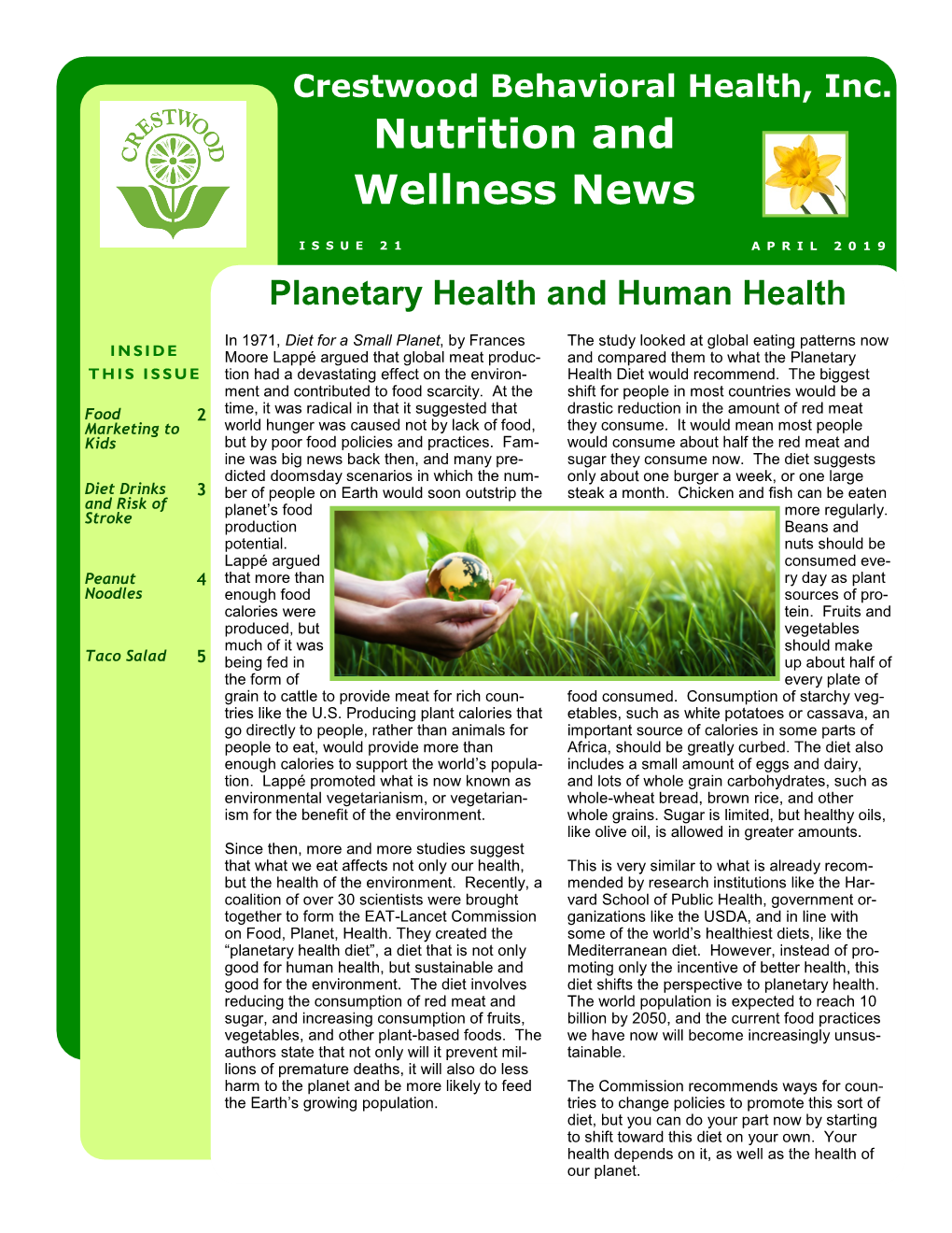 Download Our April 2019 Nutrition and Wellness Newsletter
