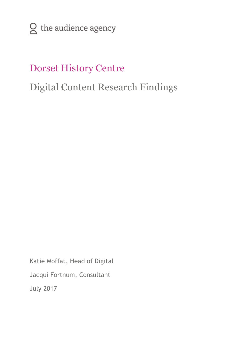 Dorset History Centre Digital Content Research Findings