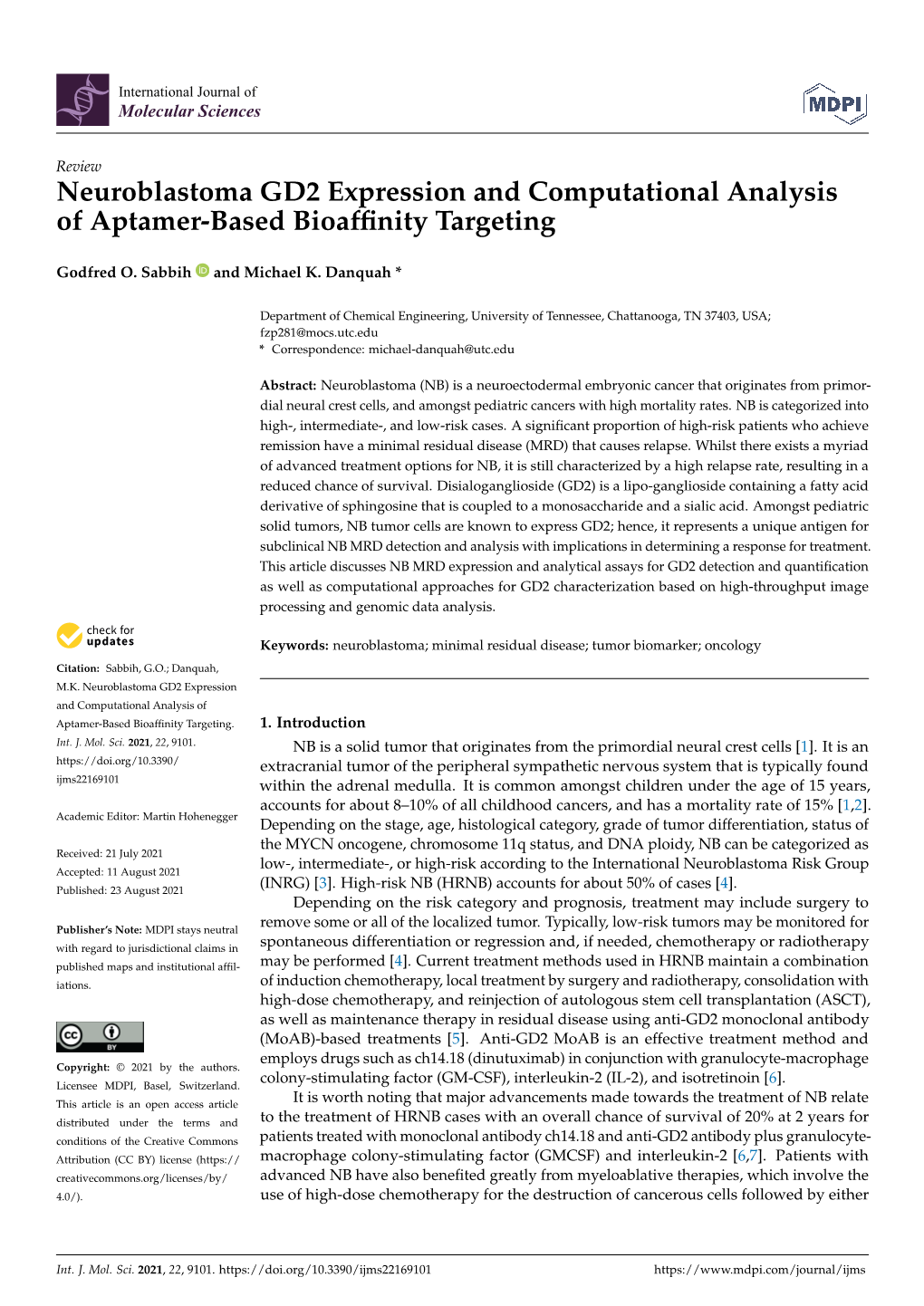 Neuroblastoma GD2 Expression and Computational Analysis of Aptamer-Based Bioafﬁnity Targeting