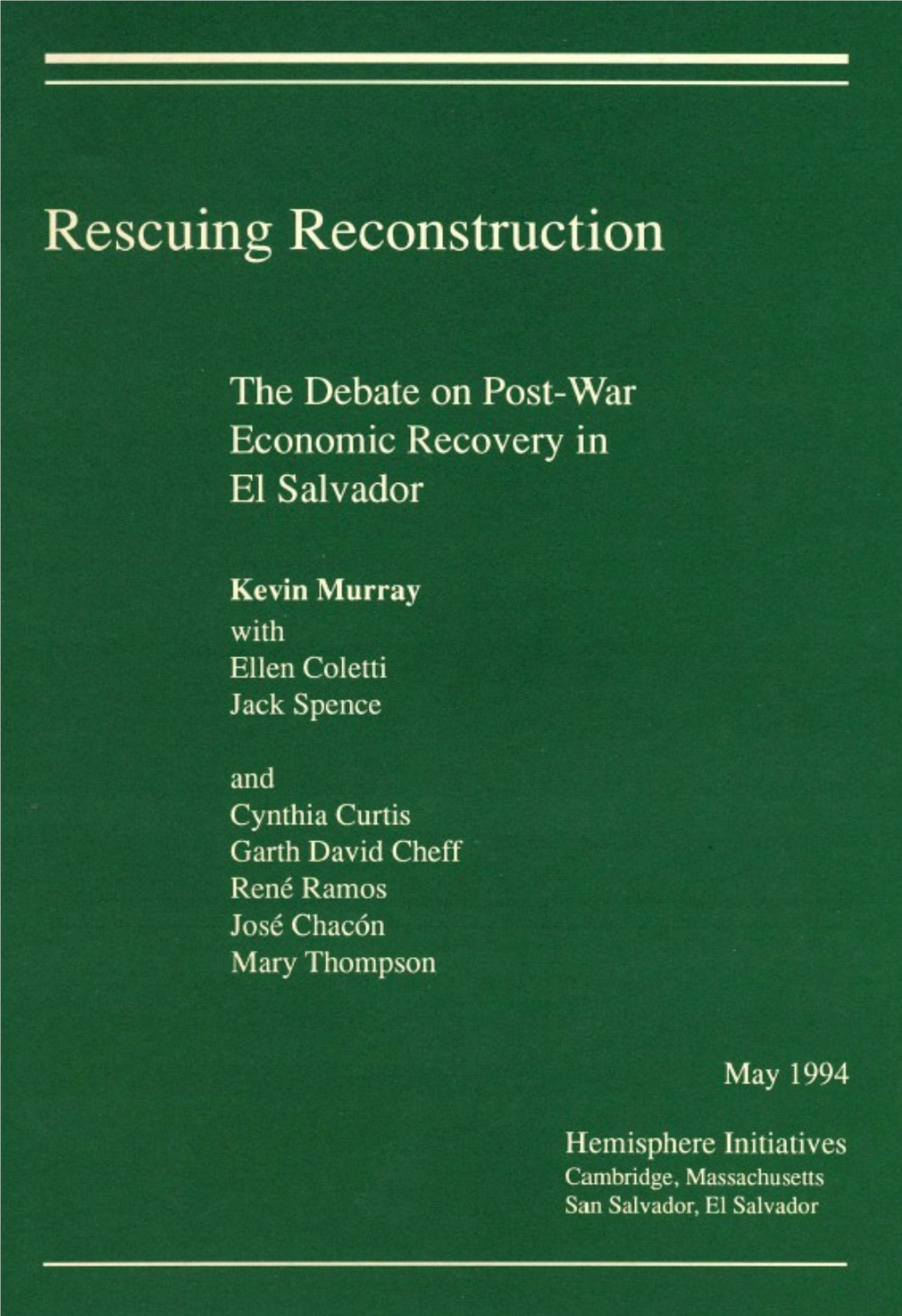 Rescuing Reconstruction: the Debate on Post-War Economic Recovery In