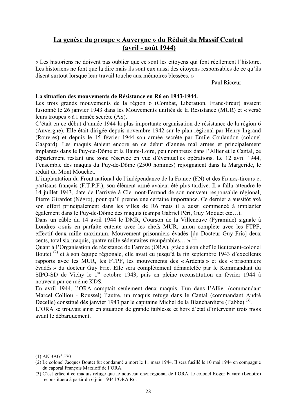 Page 23 À 50 La Genese Du Groupe Auvergne