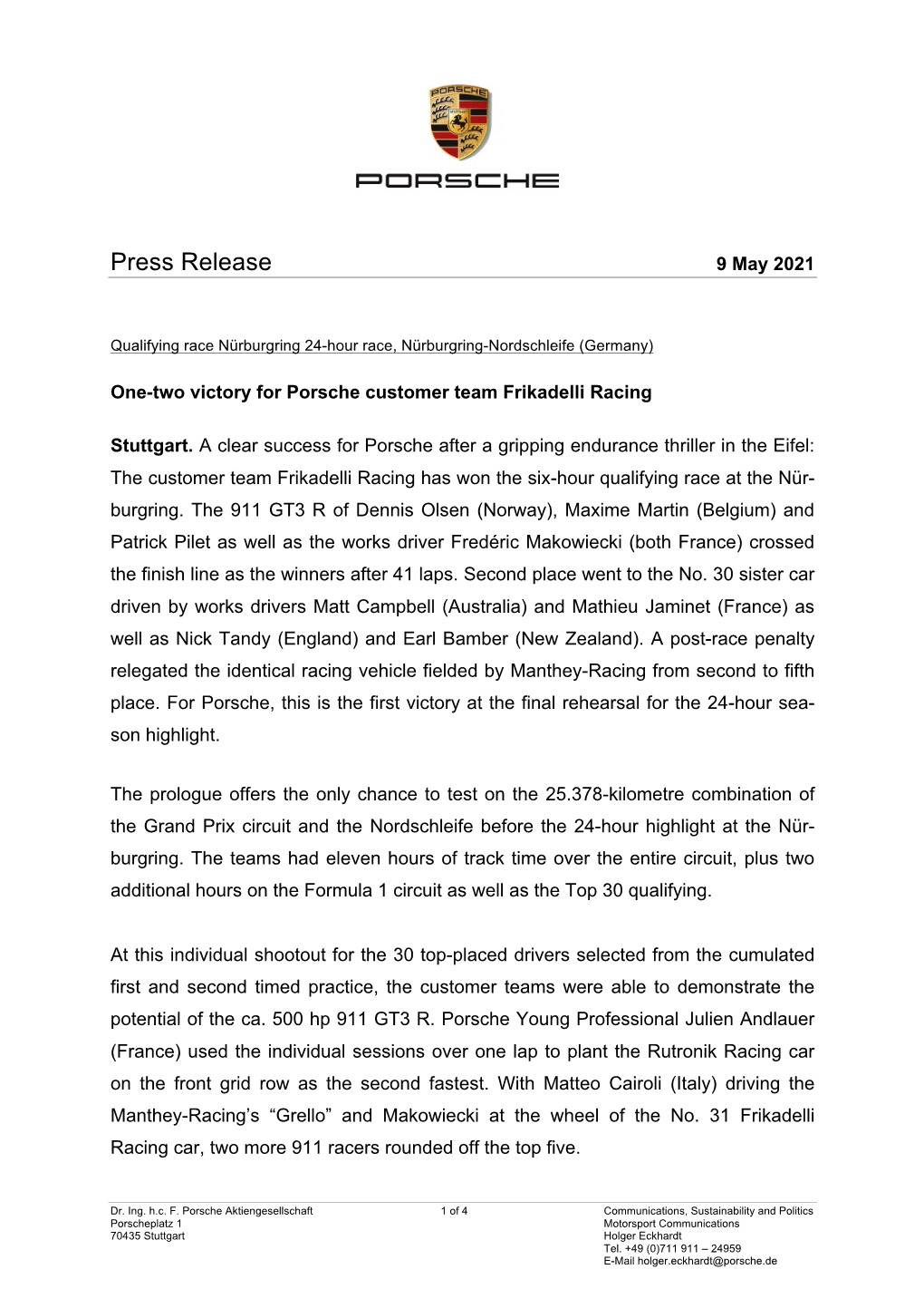 Press Release 9 May 2021