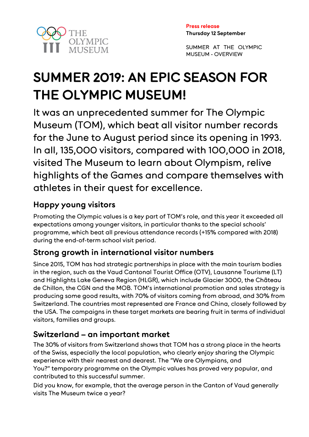 Summer 2019: an Epic Season for the Olympic Museum!
