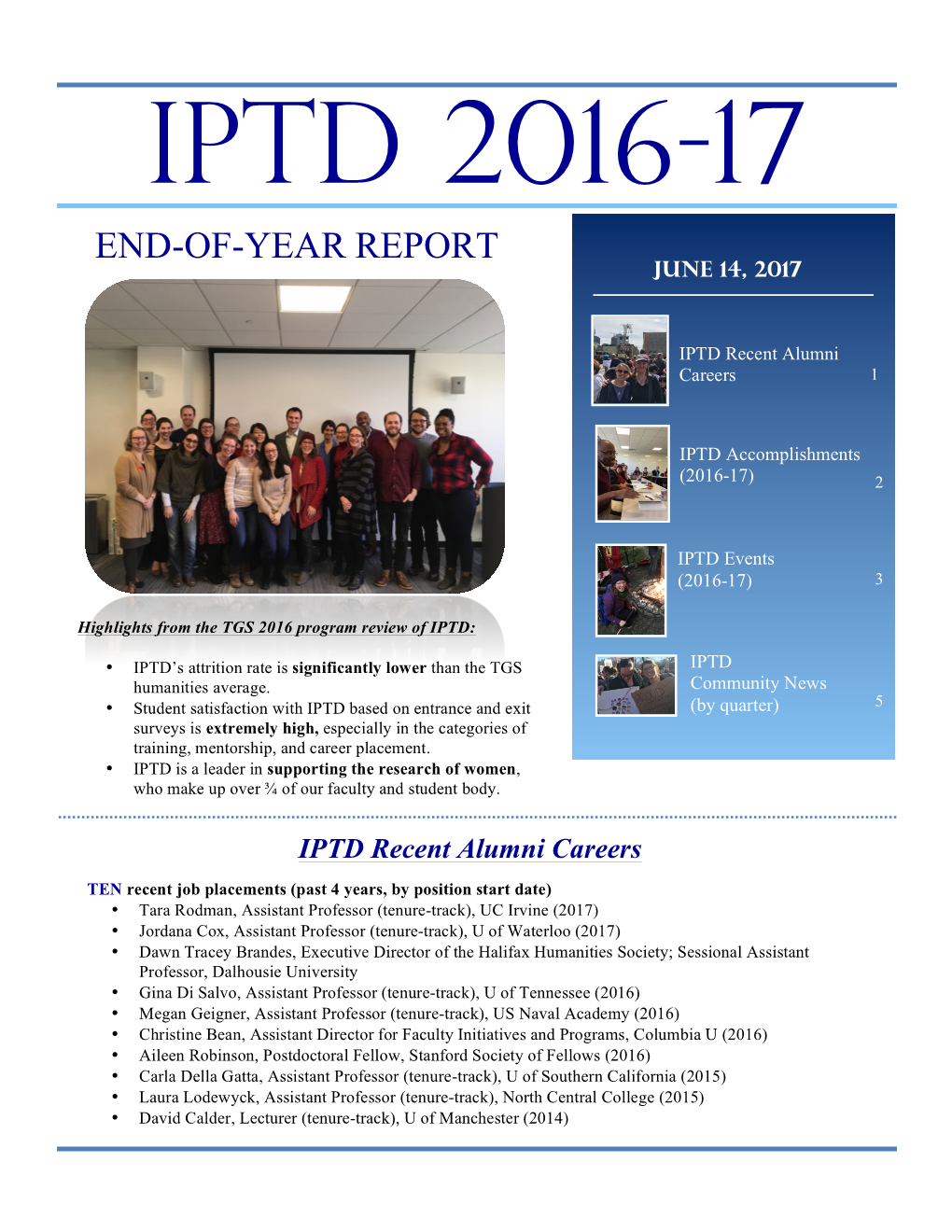 IPTD News, 2016-17