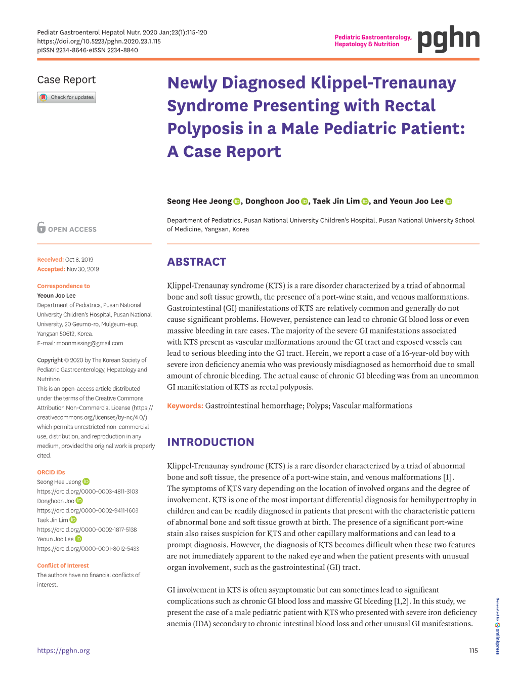 Newly Diagnosed Klippel-Trenaunay Syndrome Presenting with Rectal Polyposis in a Male Pediatric Patient: a Case Report