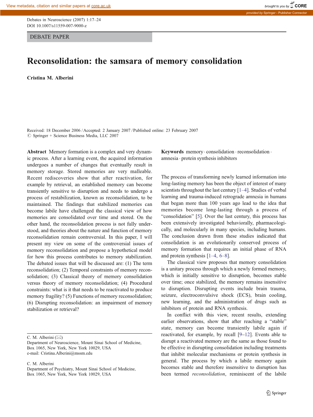 Reconsolidation: the Samsara of Memory Consolidation
