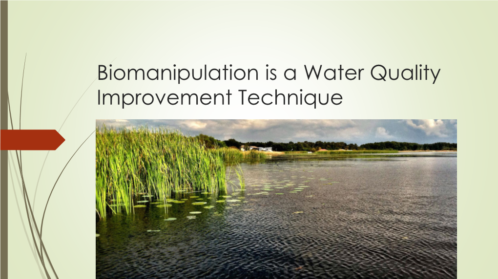 Biomanipulation Is Needed in Our Watershed