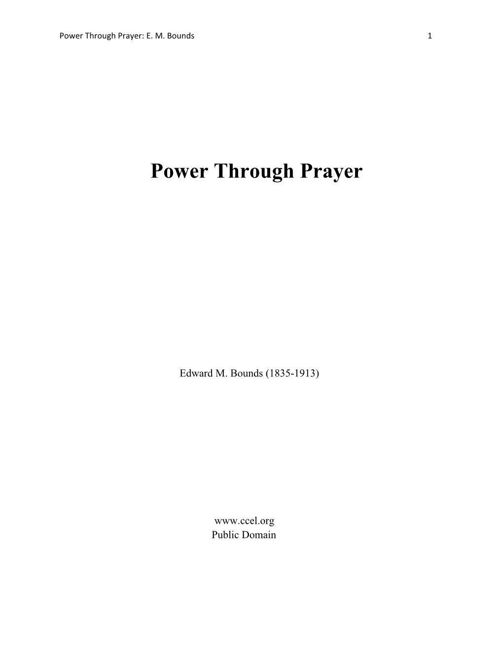 Power Through Prayer by E. M. Bounds