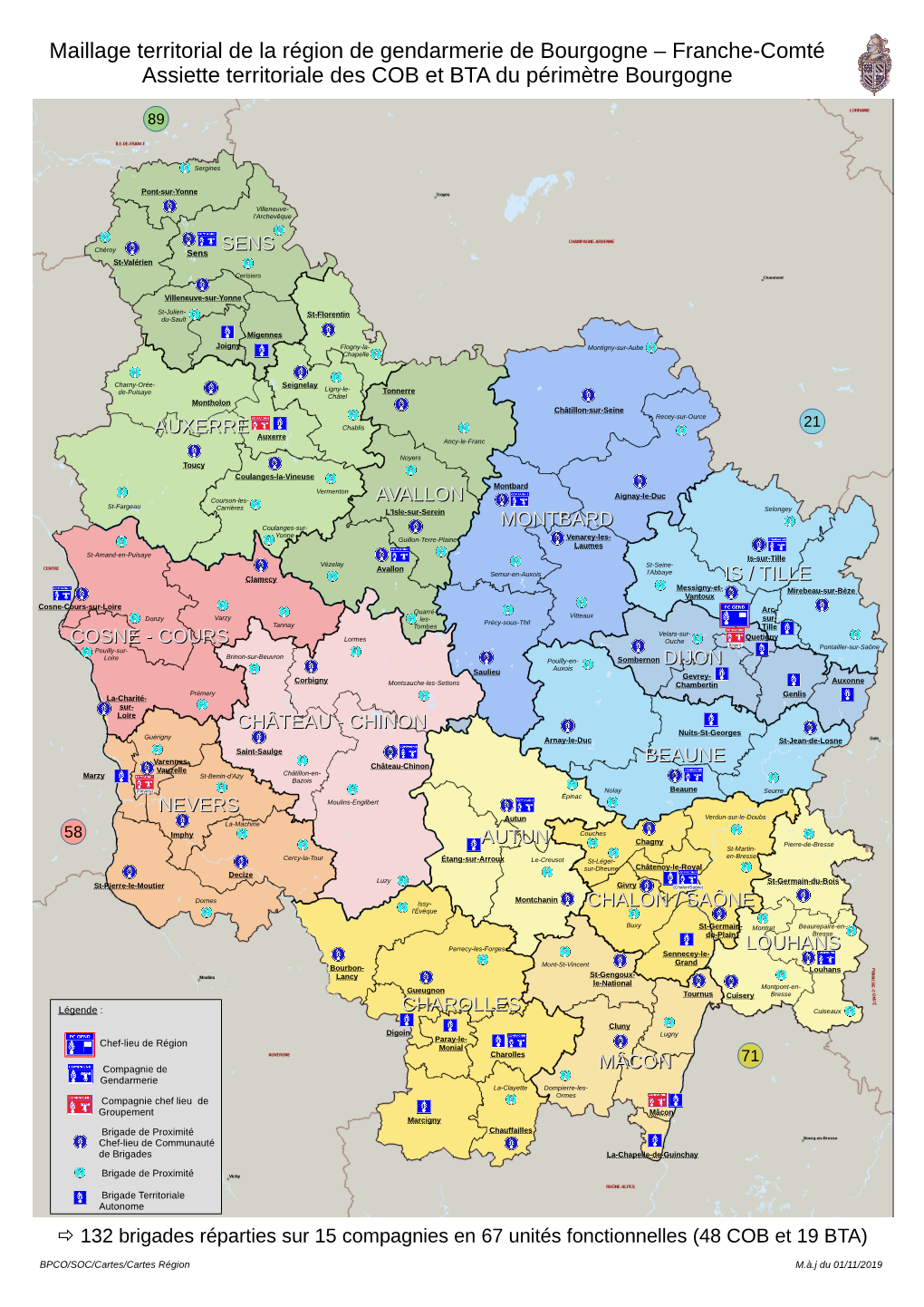 Franche-Comté Assiette Territoriale Des COB Et BTA Du Périmètre Bourgogne