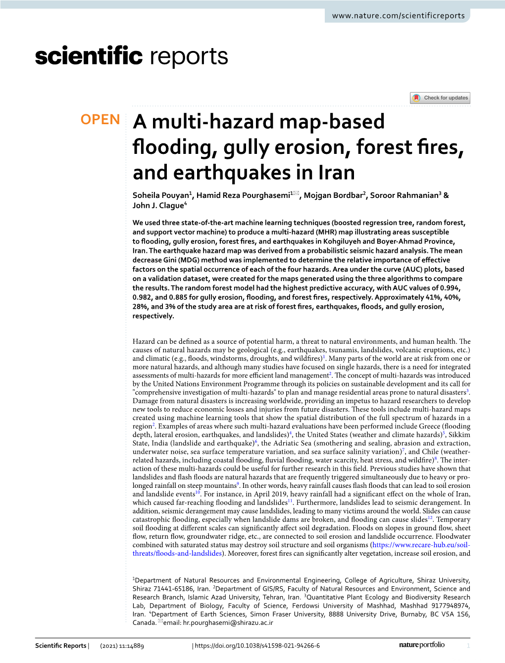 A Multi-Hazard Map-Based Flooding, Gully Erosion, Forest Fires, And