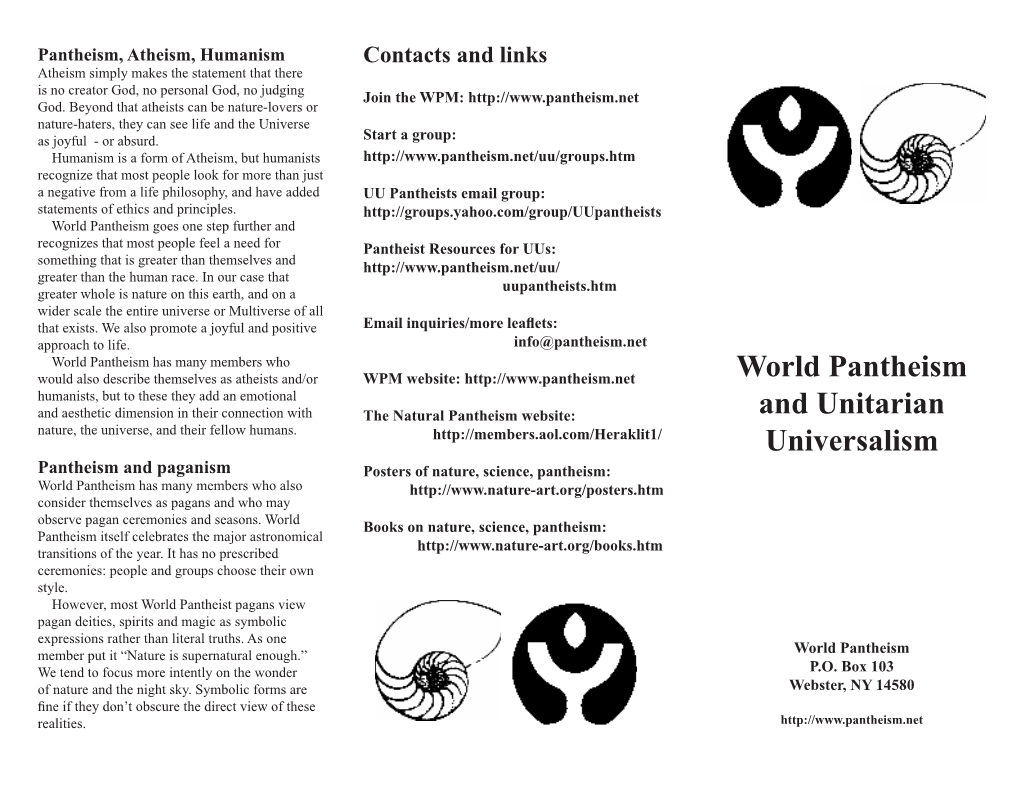 PDF Leaflet on Unitarian Universalism and World