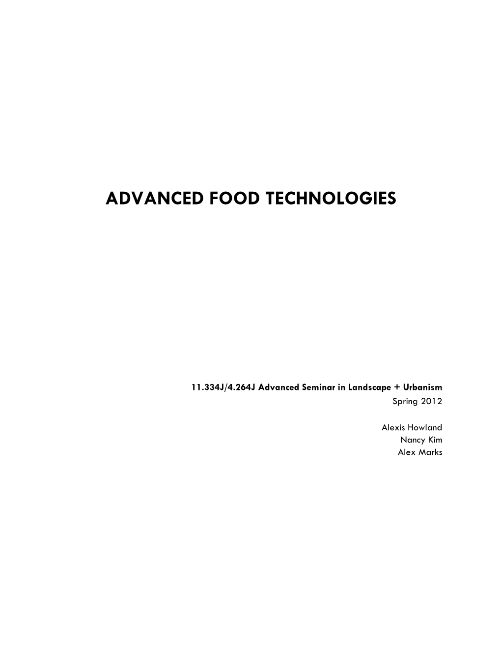 Advanced Food Technologies