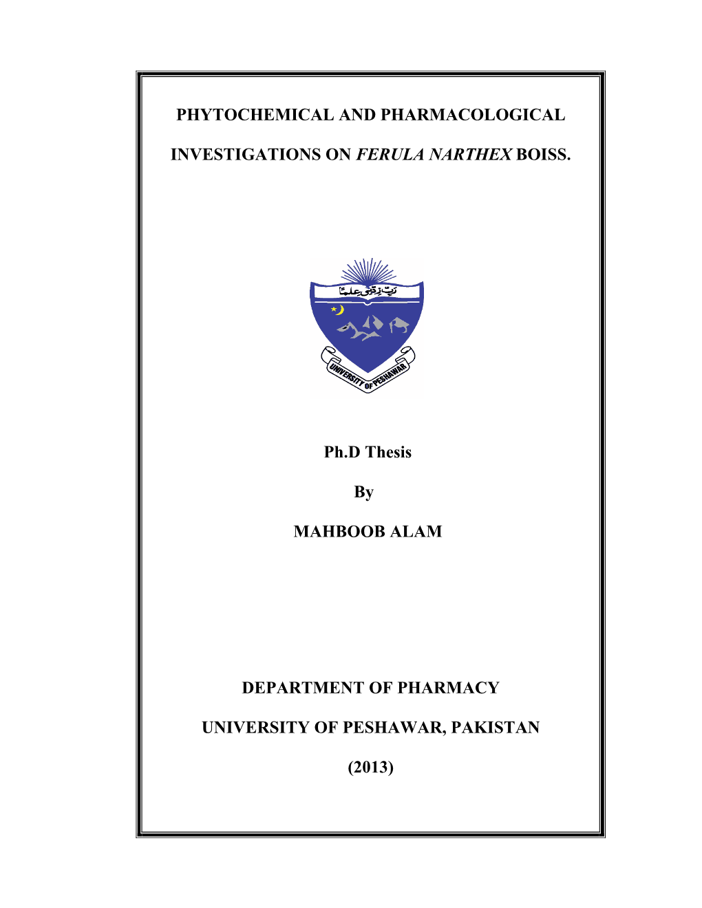 Phytochemical and Pharmacological