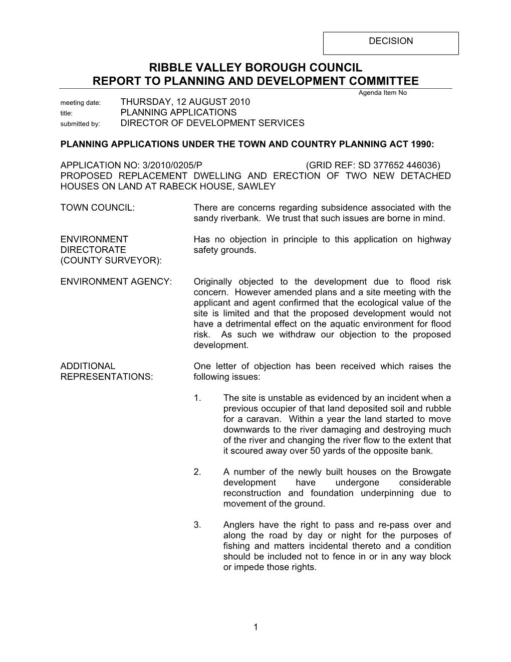 PLANNING APPLICATIONS Submitted By: DIRECTOR of DEVELOPMENT SERVICES