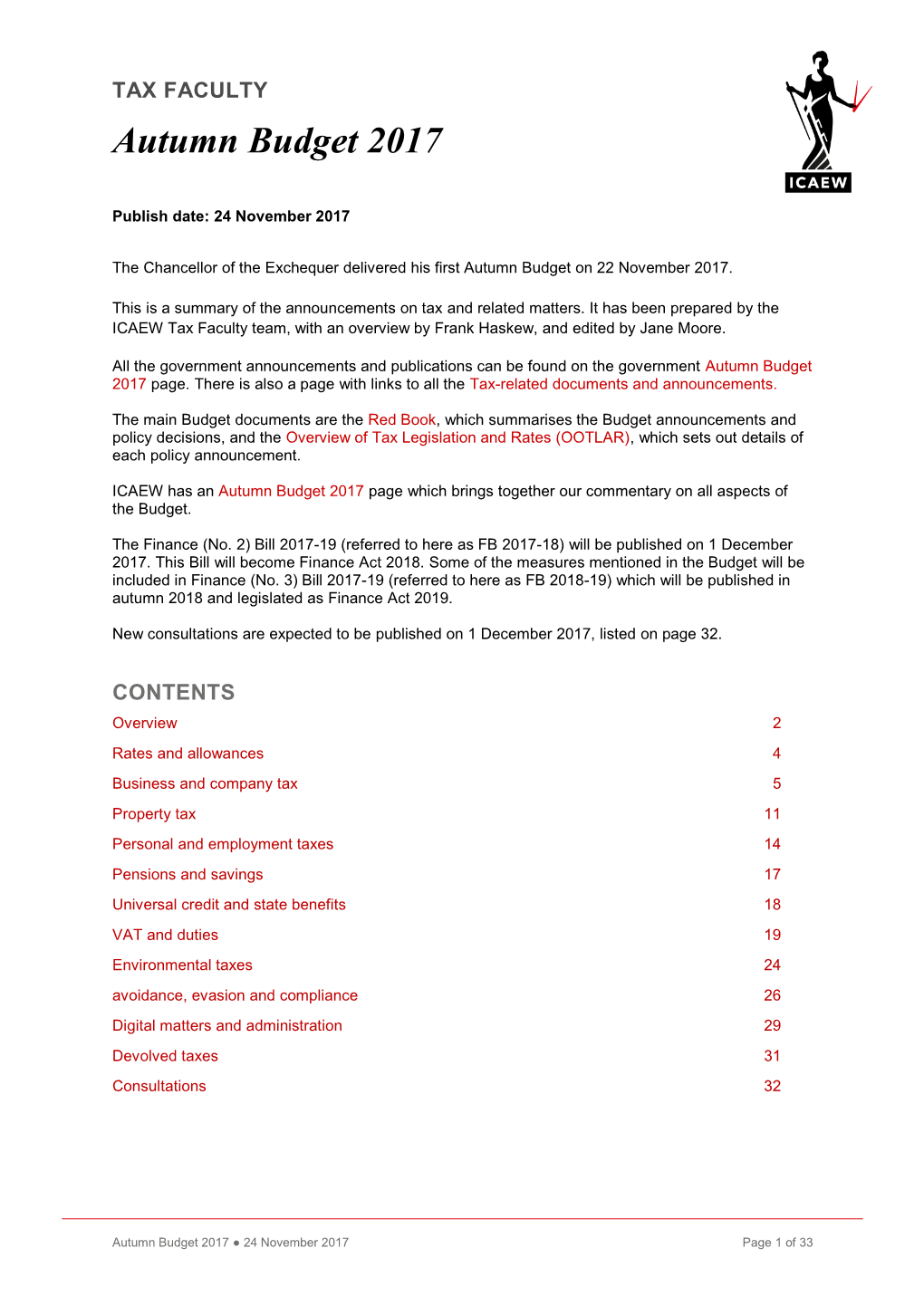 TAX FACULTY Autumn Budget 2017