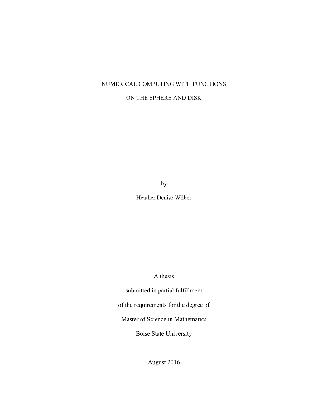 By a Thesis Submitted in Partial Fulfillment of the Requirements For