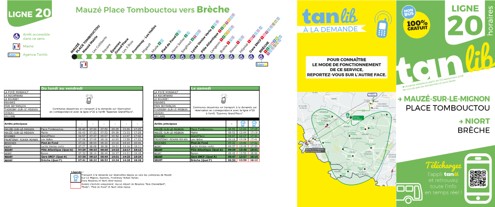 Mauzé Place Tombouctou Vers Brèche LIGNE LIGNE 20 Aire S À LA DEMANDE Arrêt Accessible Ho R Dans Ce Sens 20 Mairie