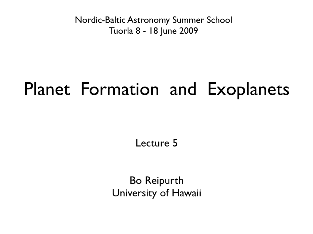 Planet Formation and Exoplanets