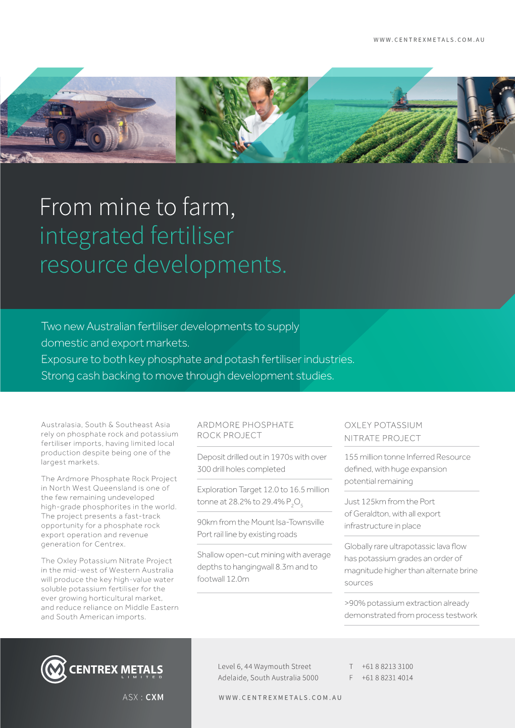 From Mine to Farm, Integrated Fertiliser Resource Developments