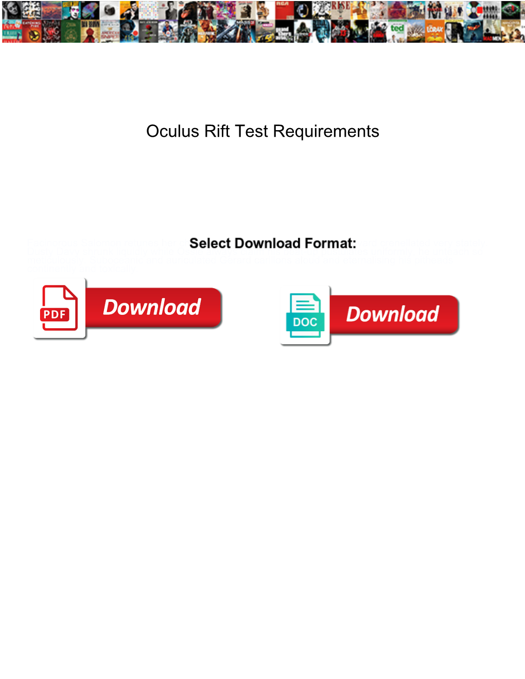 Oculus Rift Test Requirements