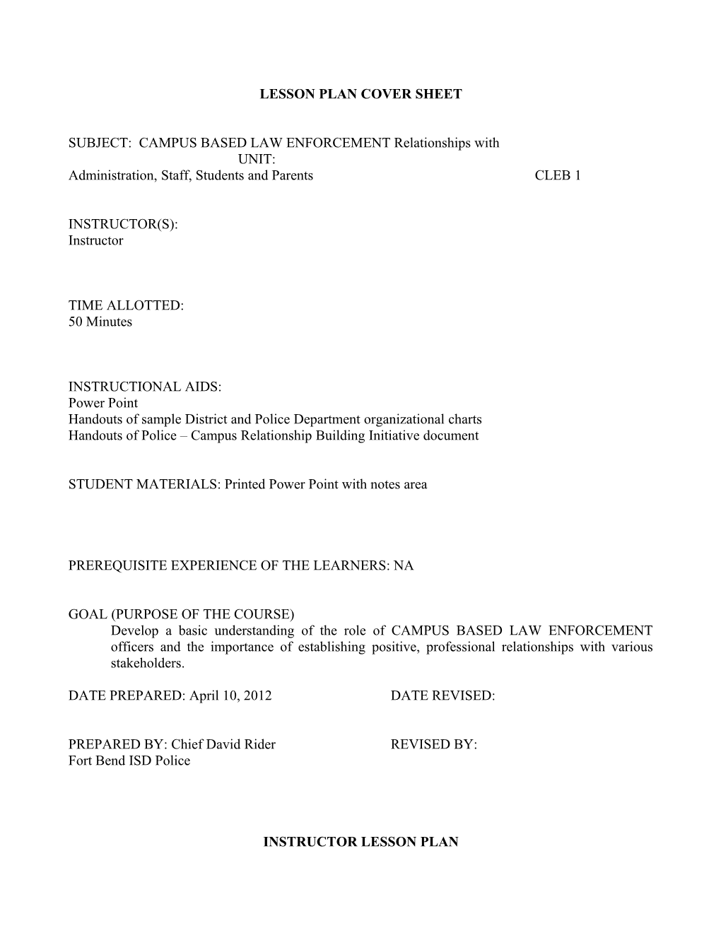 Lesson Plan Cover Sheet s1